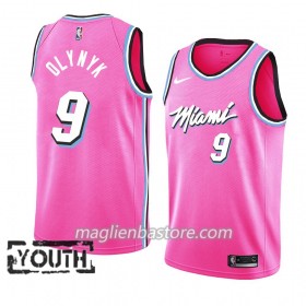 Maglia NBA Miami Heat Kelly Olynyk 9 2018-19 Nike Rosa Swingman - Bambino